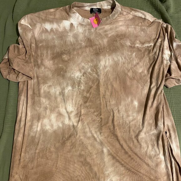 Dressed in Lala Lex Ribbed Playsuit in Iced Latte Tie Dye 3XL - Picture 4 of 6